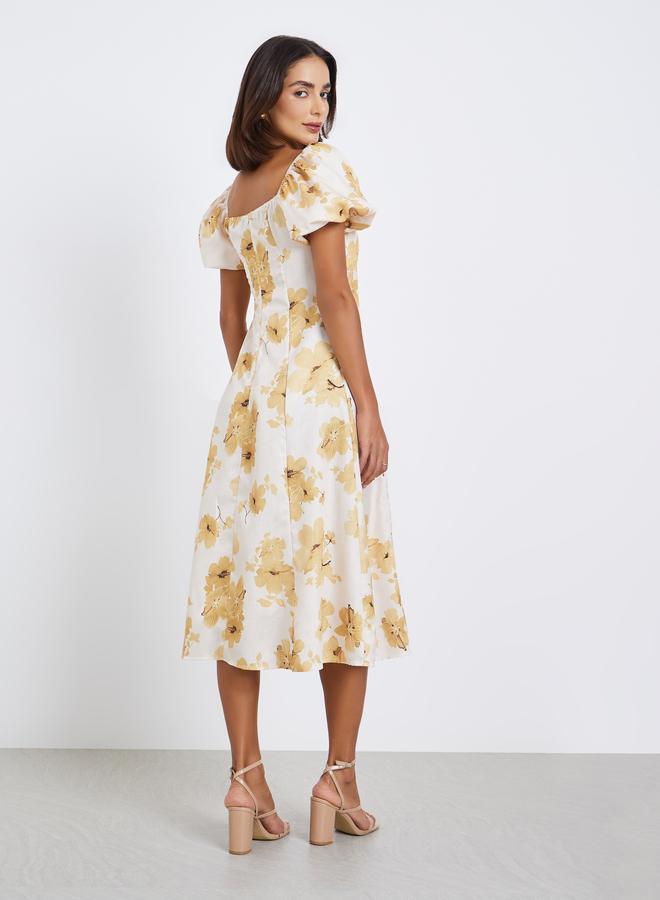 Styli Women Floral Midi A-Line Dress - Image 5